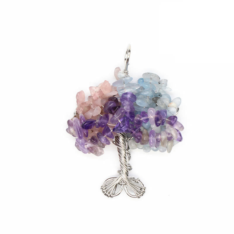Collier pendentif arbre de vie chakra gravier cristal Olivenorma