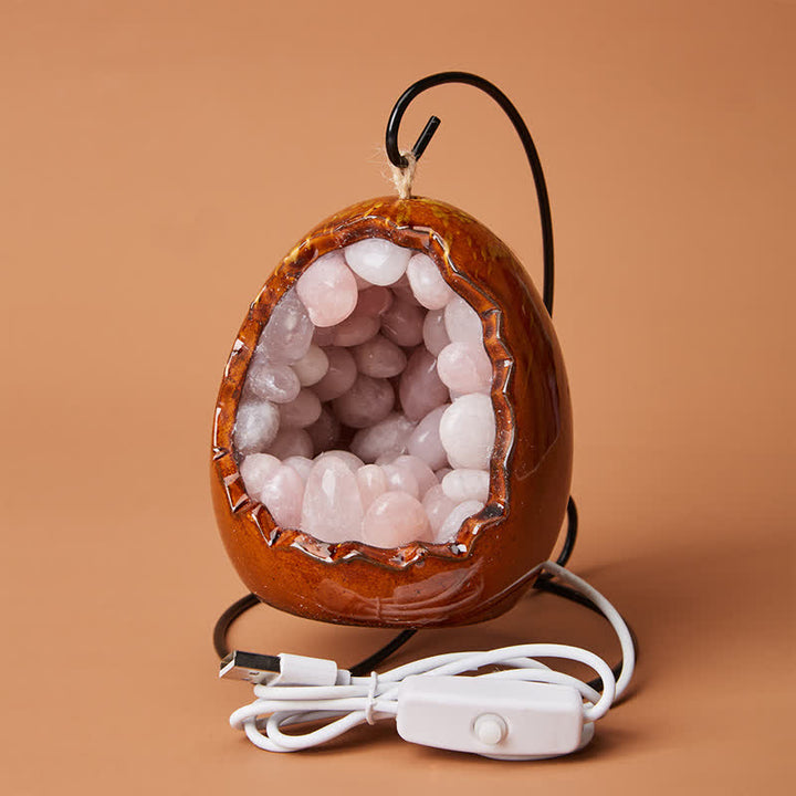 Décoration de grotte en cristal avec pierre précieuse en forme d'œuf de dinosaure Olivenorma