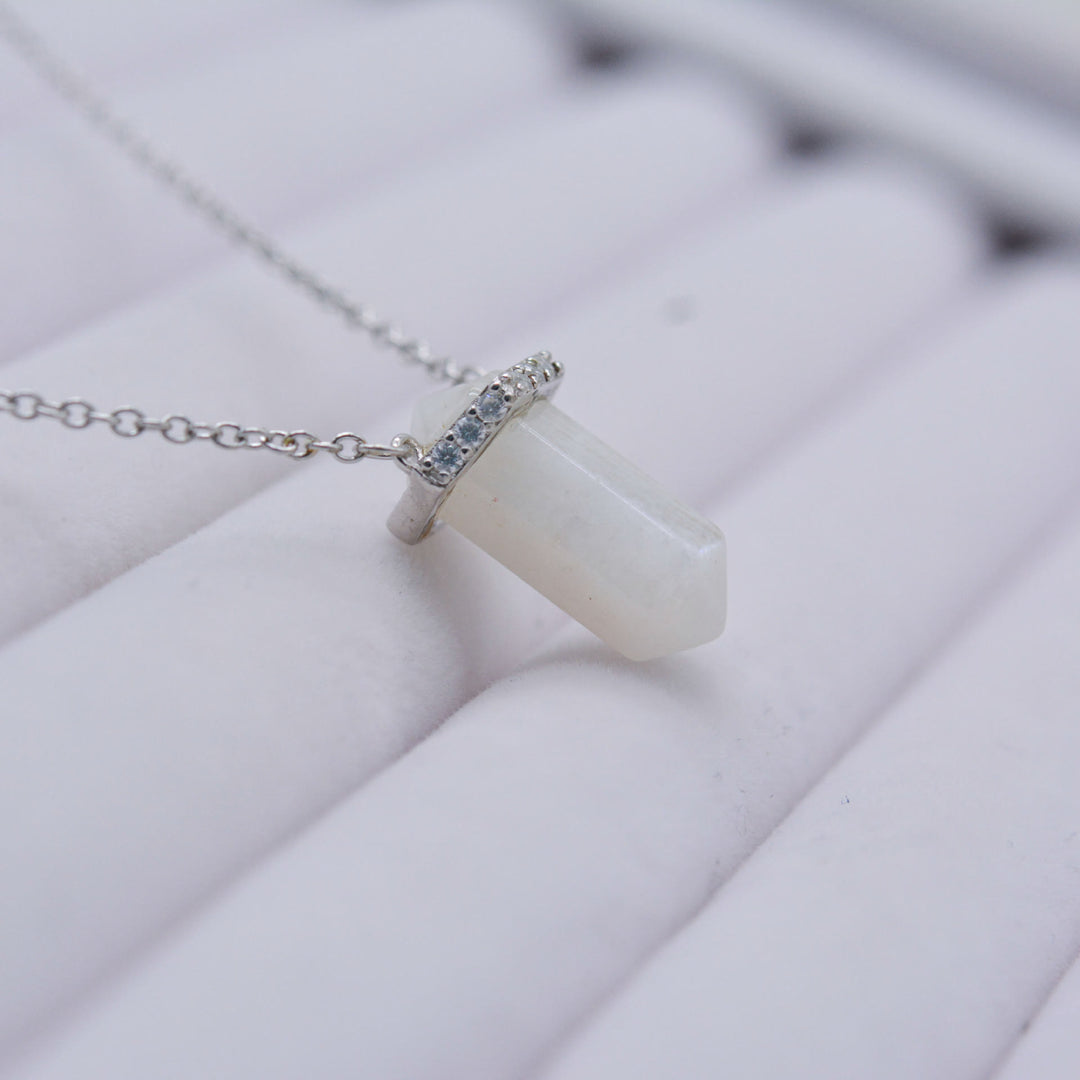 Collier en quartz transparent hexagonal Olivenorma en argent et or rose