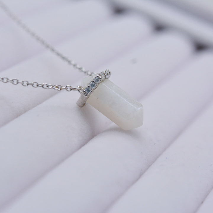 Collier en quartz transparent hexagonal Olivenorma en argent et or rose