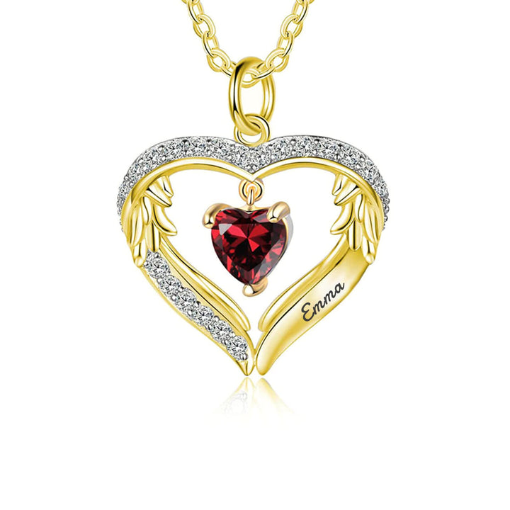 Collier avec pierre de naissance personnalisée et nom gravé en zircone cubique Olivenorma