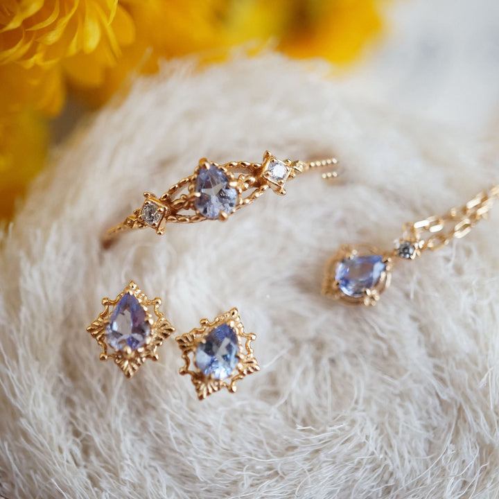 Bague ajustable en tanzanite naturelle Olivenorma