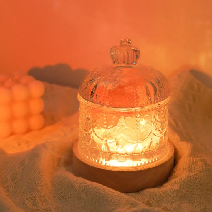 Lampe d'aromathérapie en cristal avec diffuseur en pierre sculptée Olivenorma