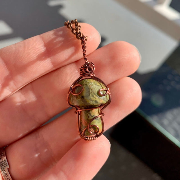 Collier en pierre de guérison naturelle Olivenorma aux champignons