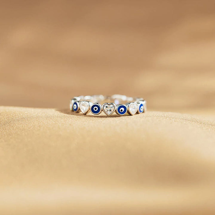 Bague Olivenorma en argent sterling S925 avec zircon blanc et cœur œil mauvais