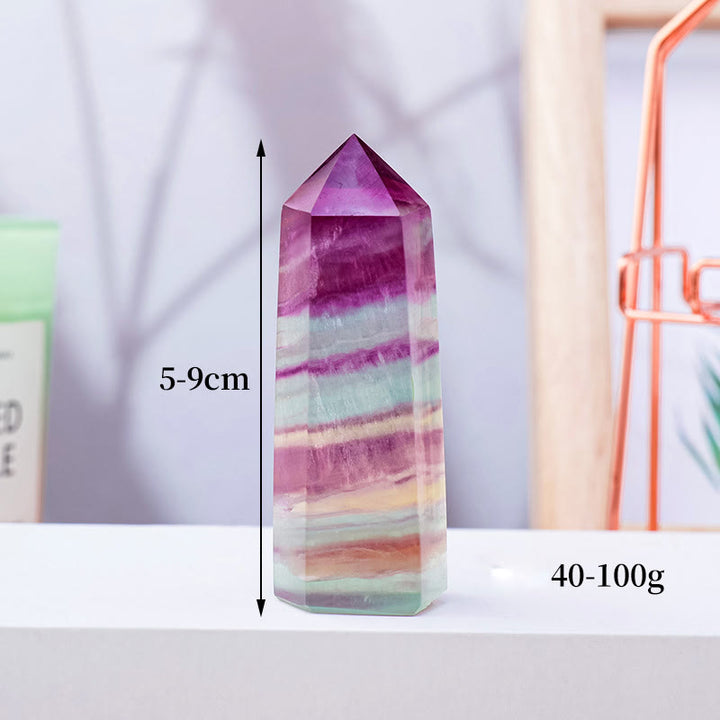 Baguettes en cristal hexagonales en fluorite arc-en-ciel naturel Olivenorma