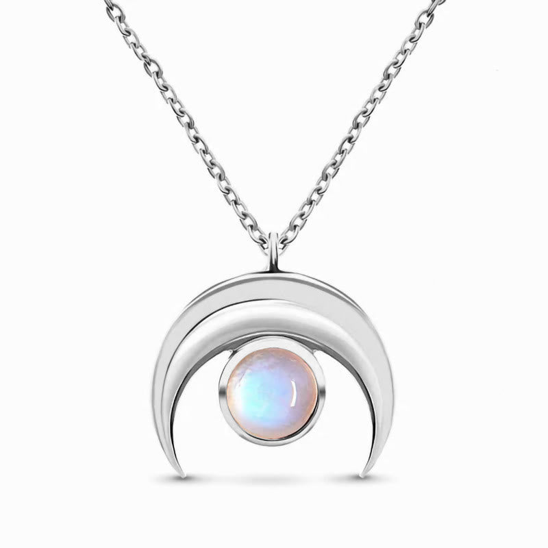 Collier pendentif en forme de lune en pierre de lune naturelle Olivenorma