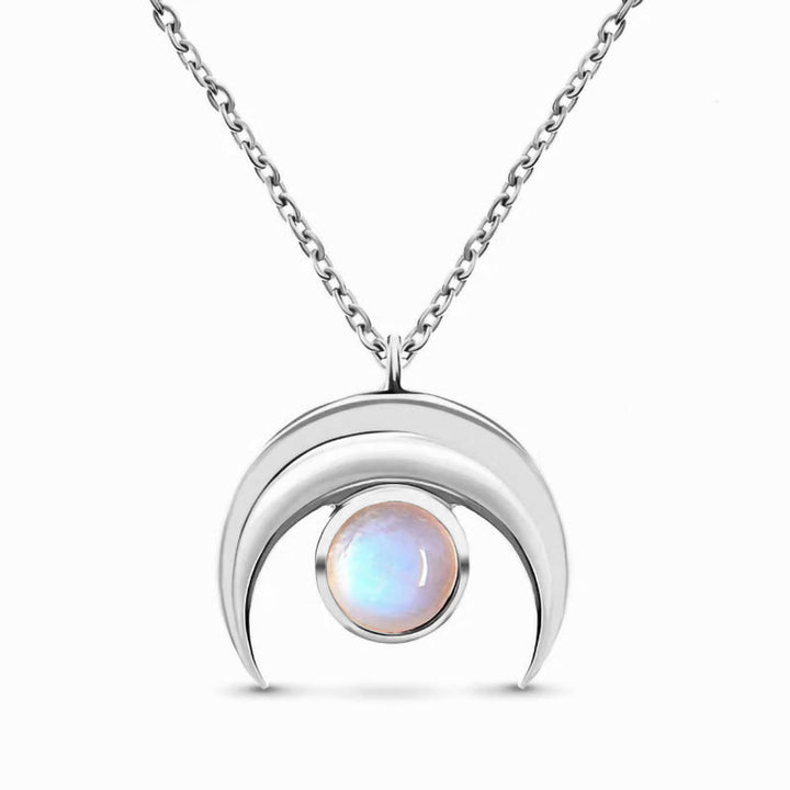 Collier pendentif en forme de lune en pierre de lune naturelle Olivenorma