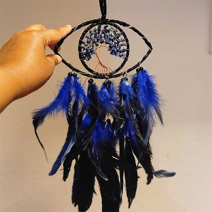 Attrape-rêves en plumes avec arbre de vie en sodalite Olivenorma