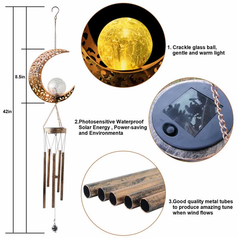 Ornements de carillon éolien solaire de lune ou de soleil Olivenorma