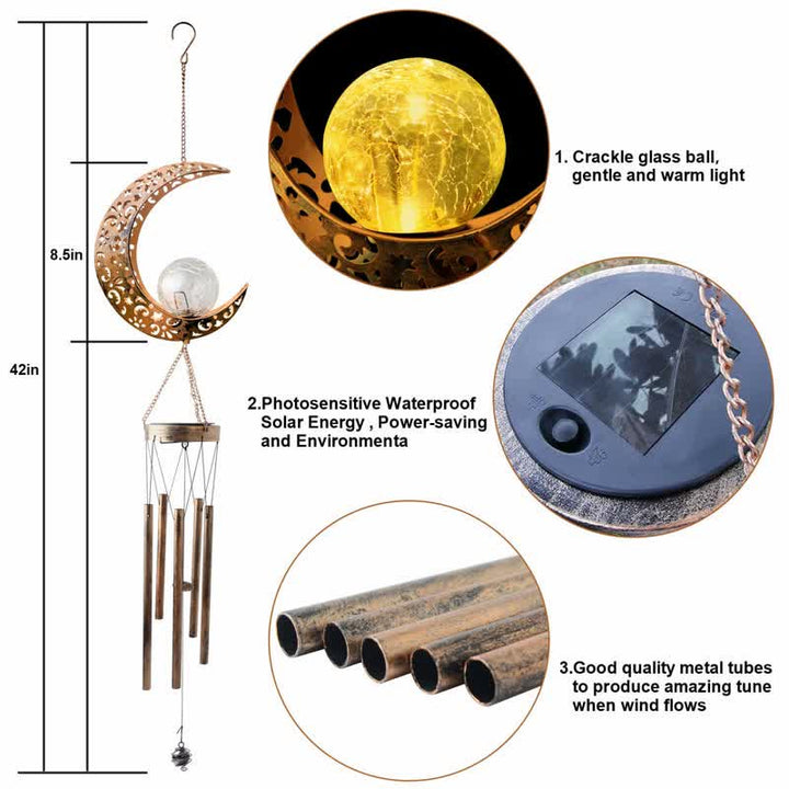 Ornements de carillon éolien solaire de lune ou de soleil Olivenorma