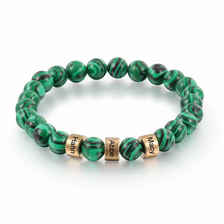 Bracelet homme en perles personnalisées gravées sur pierre naturelle Olivenorma
