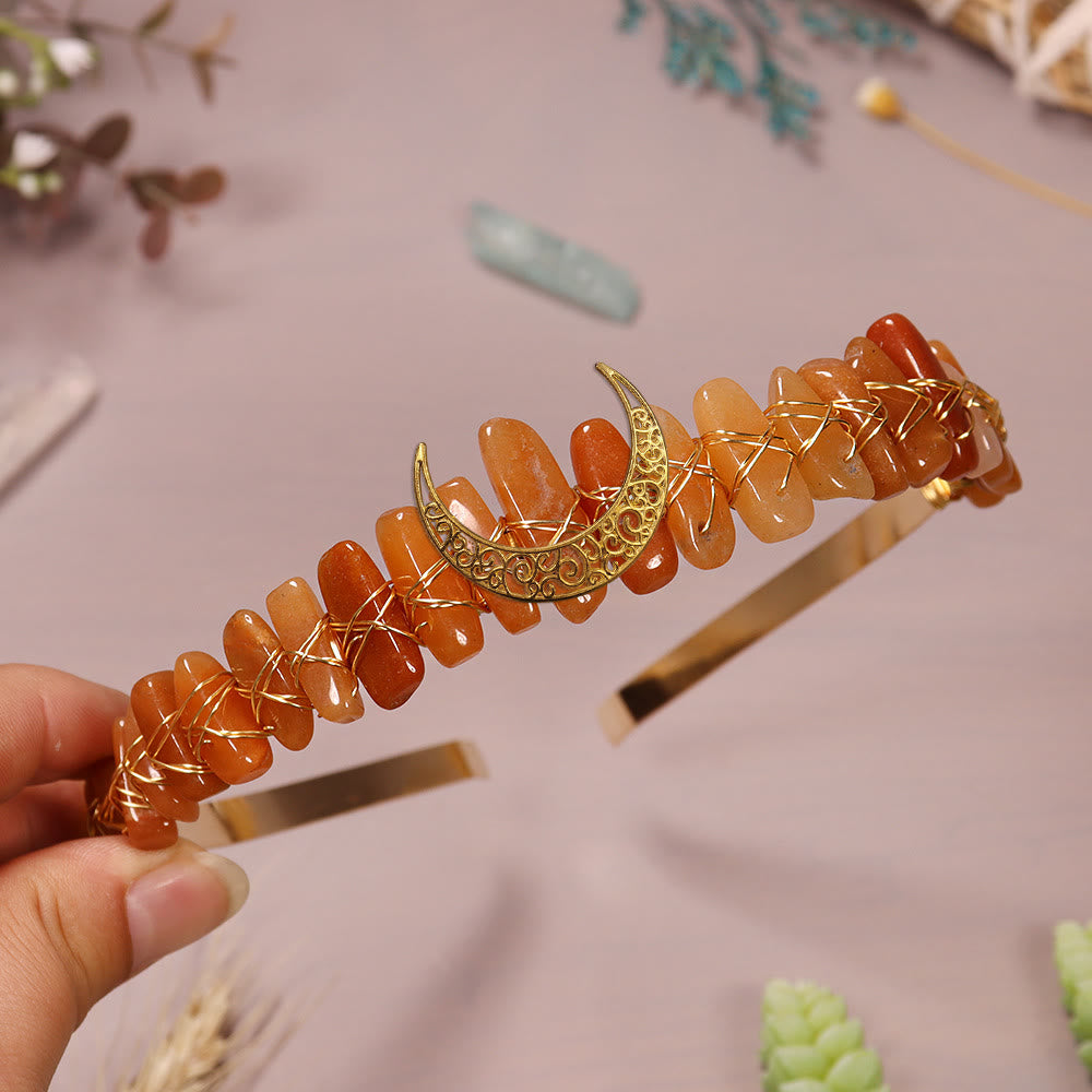 Couronne de cristal de lune en fil d'or et pierre naturelle Olivenorma