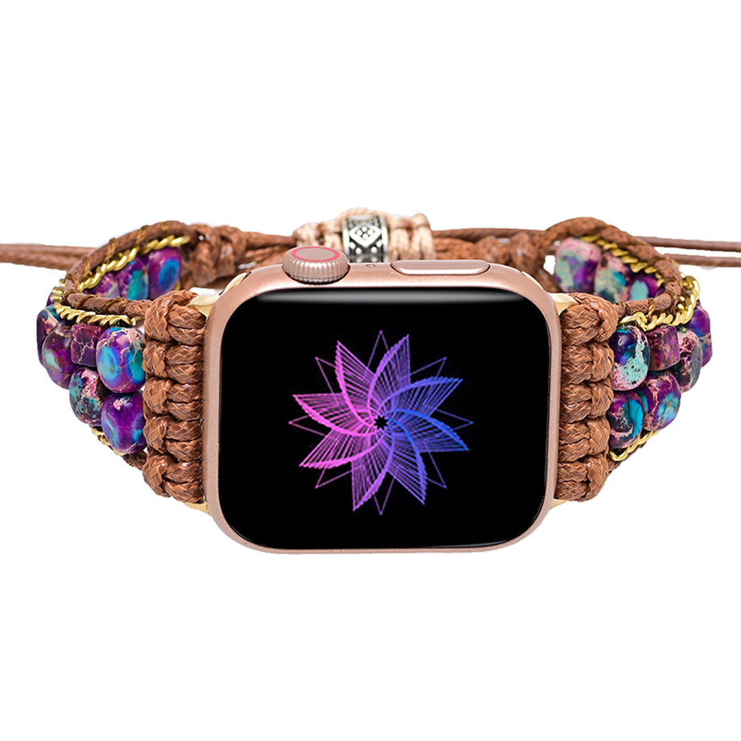 Bracelet enveloppant pour Apple Watch avec pierre empereur bleue Olivenorma