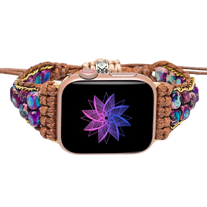 Bracelet enveloppant pour Apple Watch avec pierre empereur bleue Olivenorma