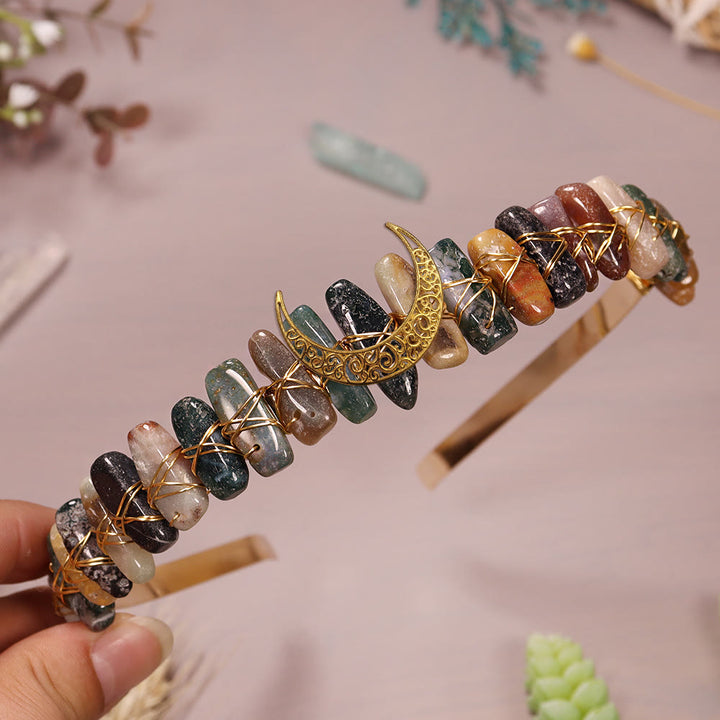 Couronne de cristal de lune en fil d'or et pierre naturelle Olivenorma