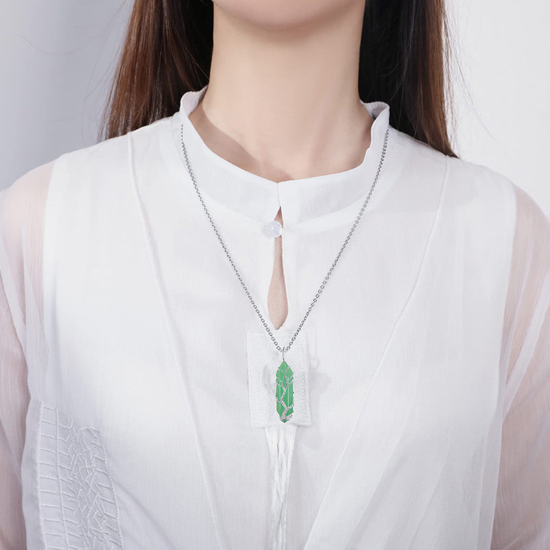Collier en cristal Olivenorma avec pierres précieuses de l'arbre de vie