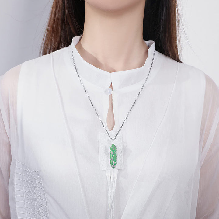 Collier en cristal Olivenorma avec pierres précieuses de l'arbre de vie