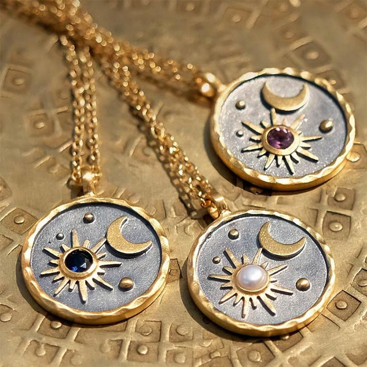 Collier Olivenorma « Jour et Nuit » - Pierre de Naissance Soleil et Lune