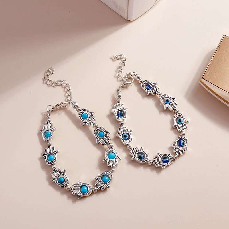 Bracelet Hamsa en turquoise naturelle contre le mauvais œil Olivenorma