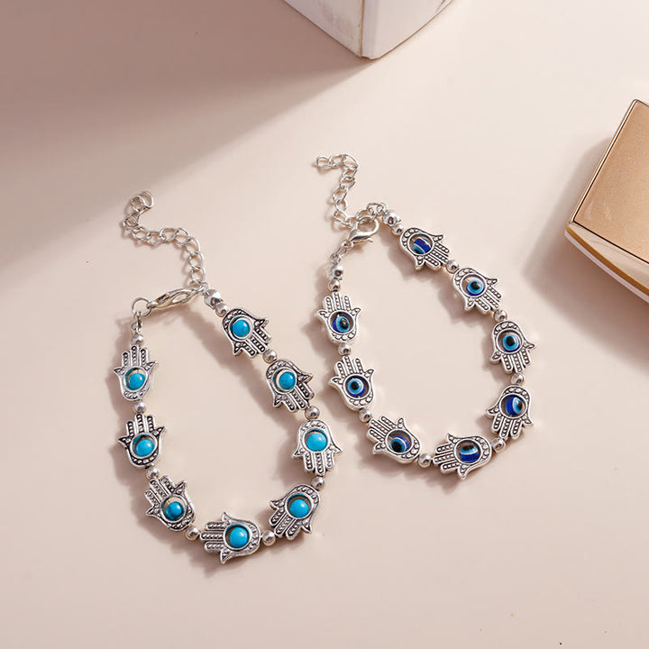 Bracelet Hamsa en turquoise naturelle contre le mauvais œil Olivenorma