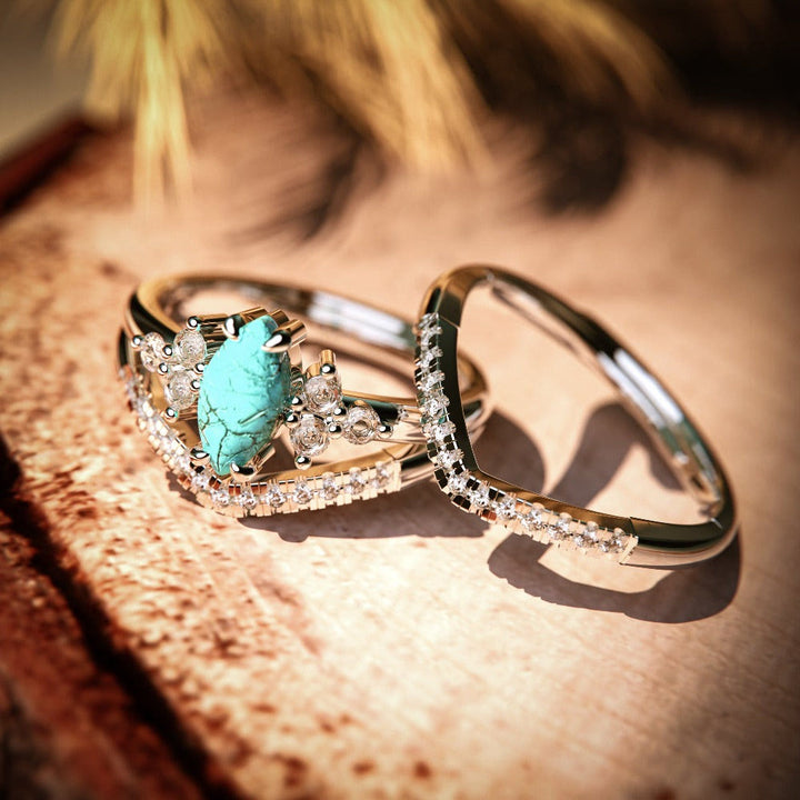 Bague deux pièces turquoise vintage Olivenorma - image 9