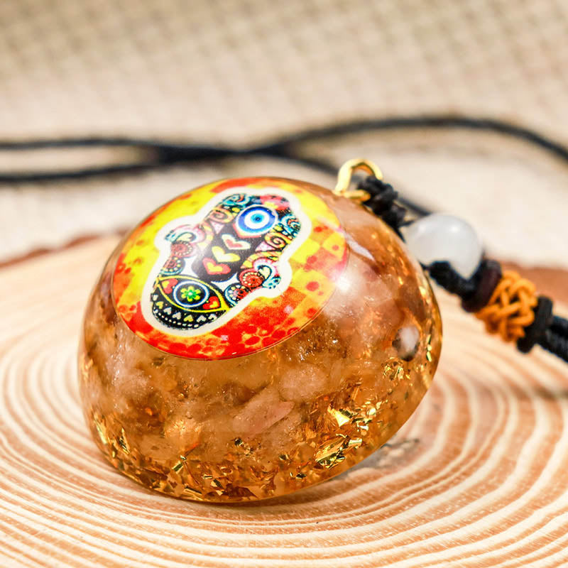 Collier Hamsa romantique en pierre de soleil