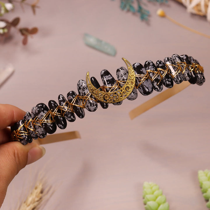 Couronne de cristal de lune en fil d'or et pierre naturelle Olivenorma