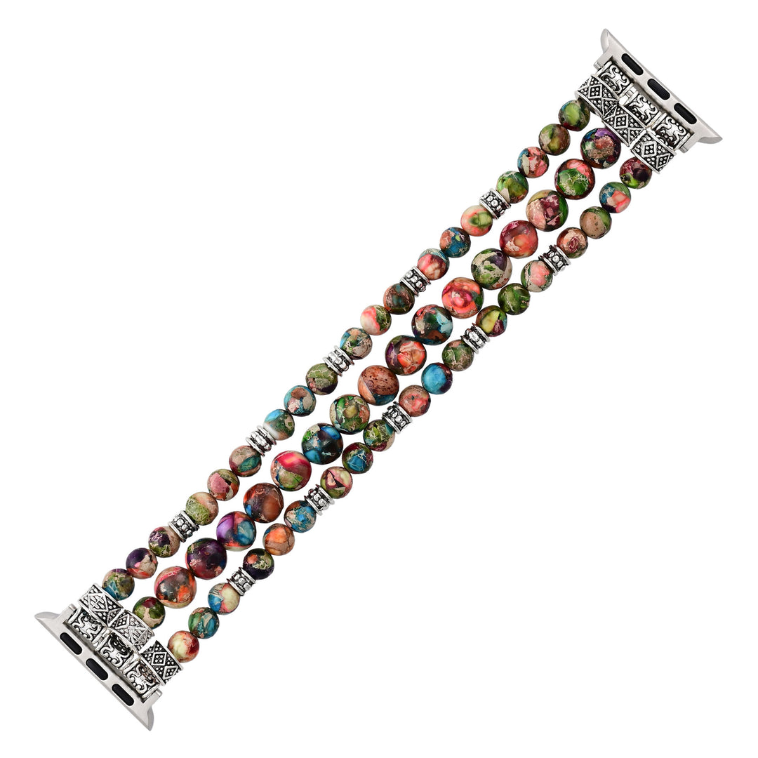 Bracelet de montre Apple en cordon extensible avec perles turquoise Oyster Olivenorma