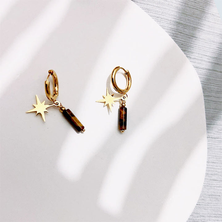 Collier et bracelet avec pendentif étoile en œil de tigre naturel Olivenorma