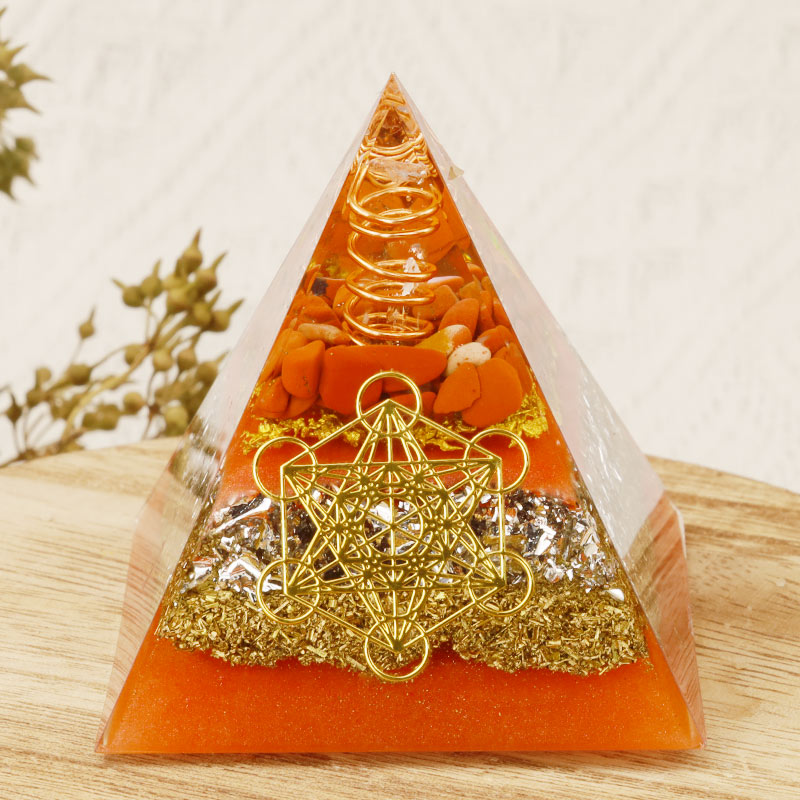 Pyramide d'orgone en cristal transparent Olivenorma Metatron's Cube