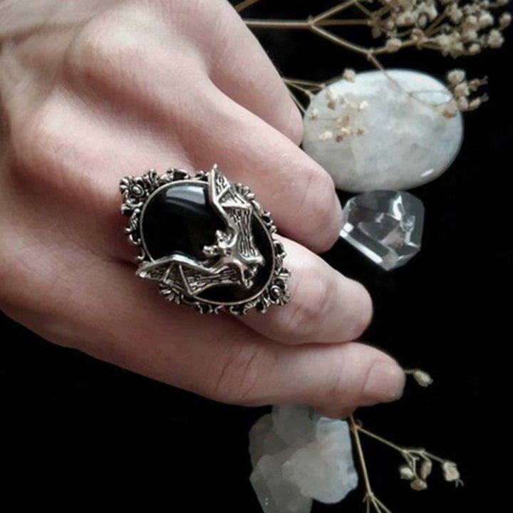 Collier chauve-souris en obsidienne argentée Olivenorma