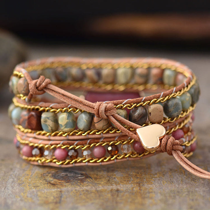 Bracelet enroulé en rhodonite Pure Love
