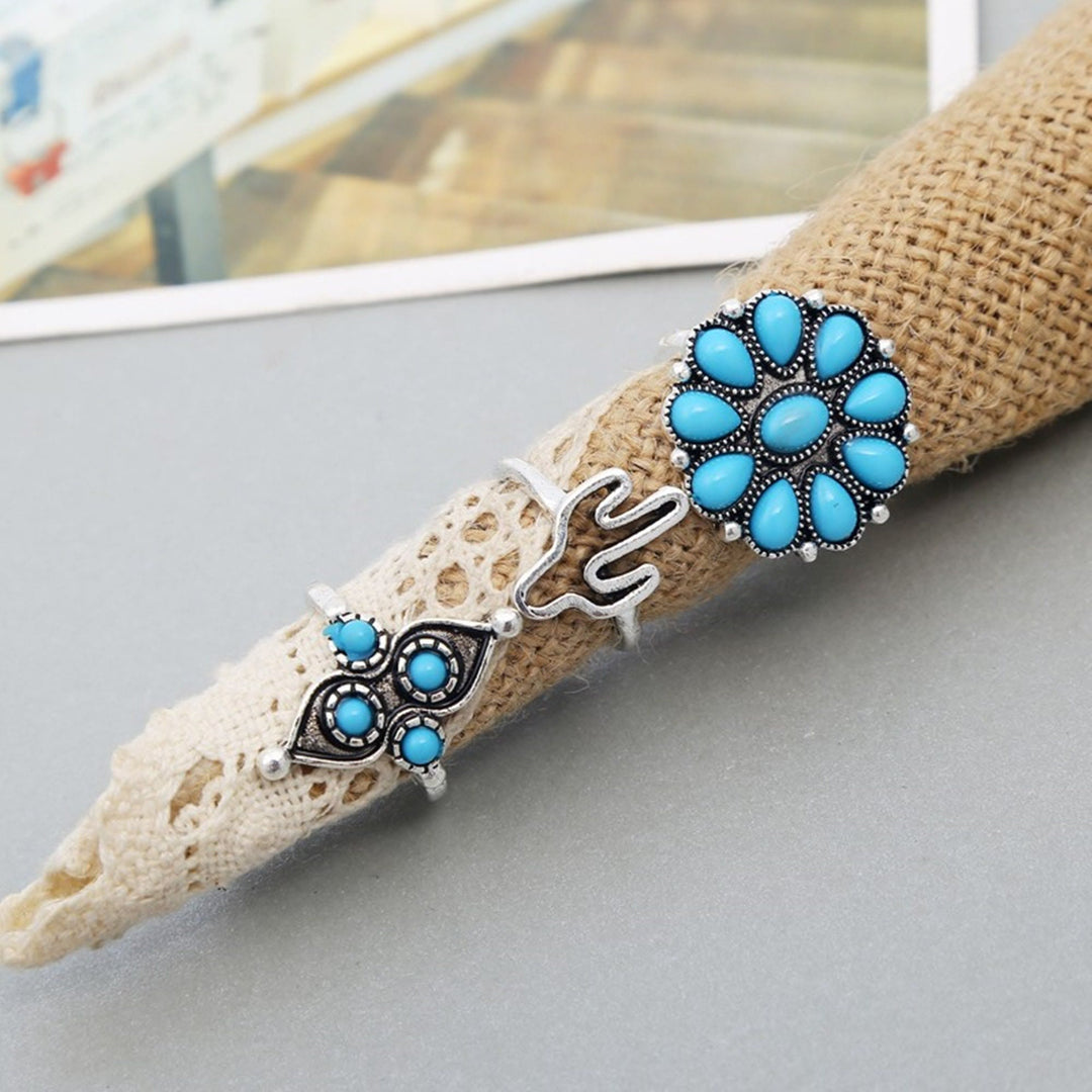 Ensemble de 9 bagues empilables Boho Turquoise Olivenorma