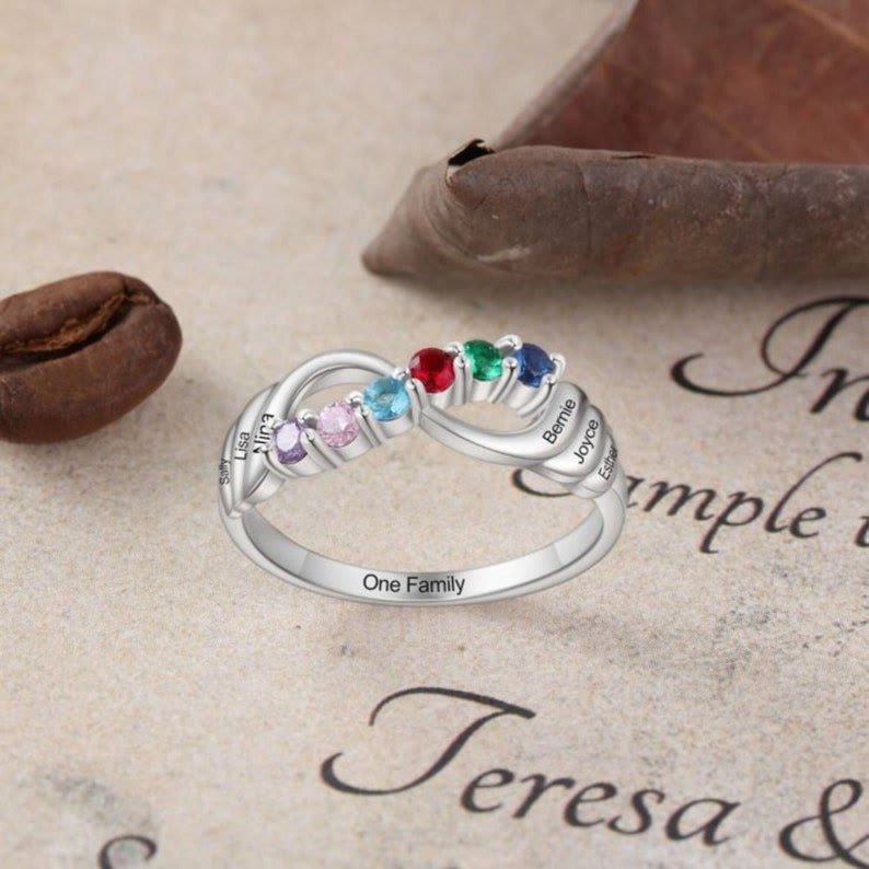 Bague porte-bonheur avec pierre de naissance de 12 couleurs Olivenorma