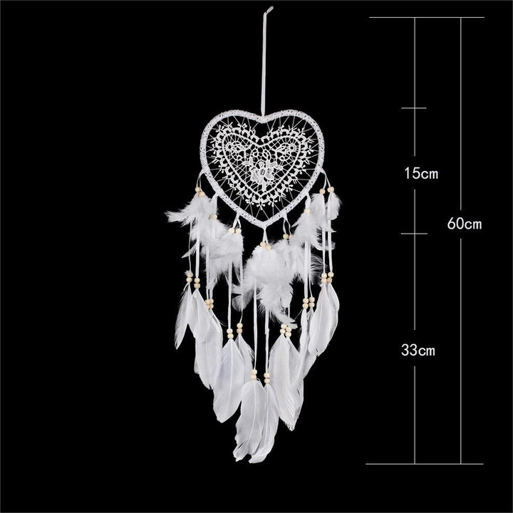 Attrape-rêves en plumes blanches tressées en forme de cœur Olivenorma