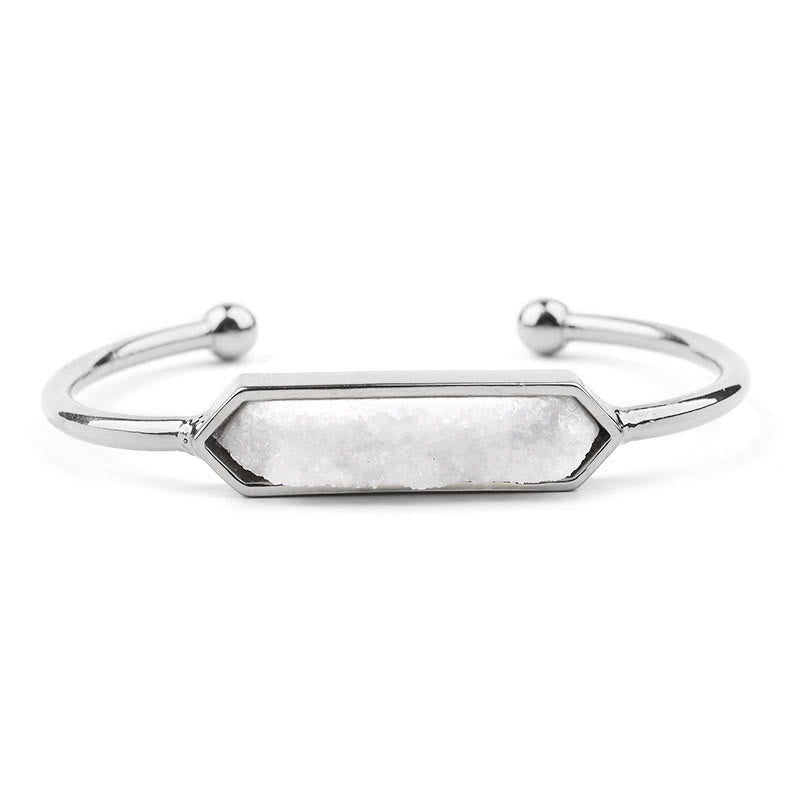 Bracelet manchette en cuivre et métal avec grappe de cristaux naturels Olivenorma