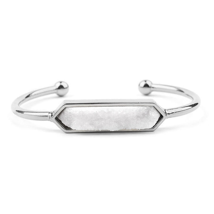 Bracelet manchette en cuivre et métal avec grappe de cristaux naturels Olivenorma