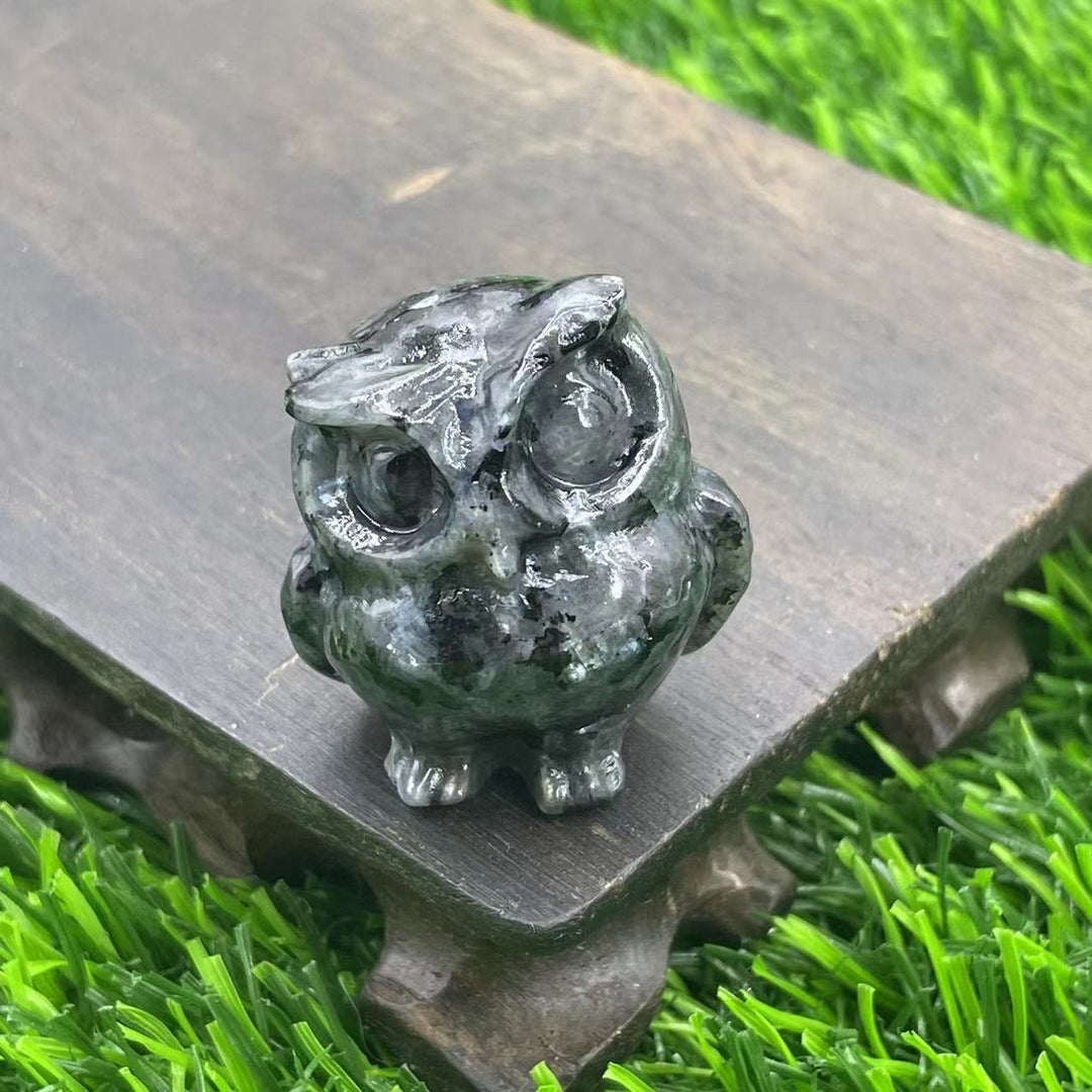 Ornement de hibou en cristal naturel Olivenorma de 3,5 cm, décoration en pierres précieuses