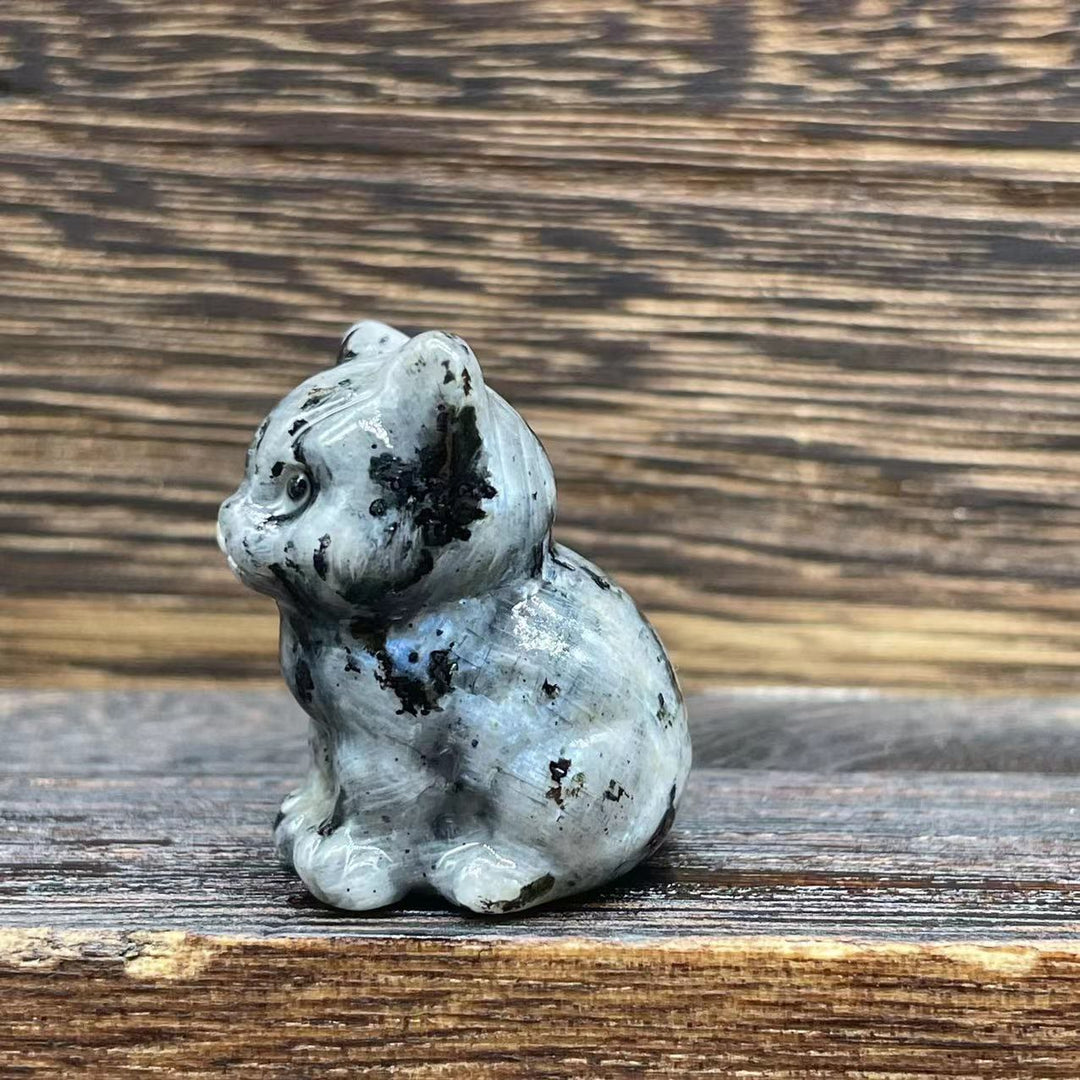 Décoration en pierre précieuse en forme de chaton mignon de 1,2 pouce en pierre naturelle Olivenorma