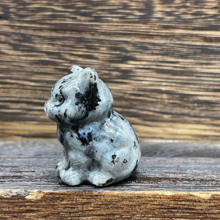 Décoration en pierre précieuse en forme de chaton mignon de 1,2 pouce en pierre naturelle Olivenorma