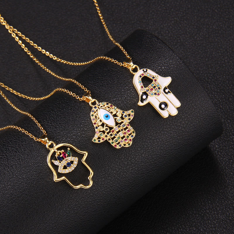 Collier Hamsa avec mauvais œil « Bonne fortune » Olivenorma