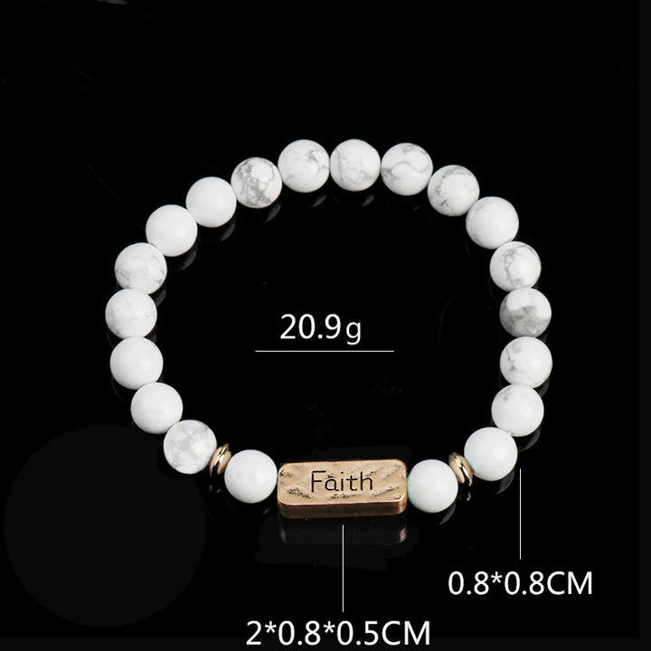 Bracelet gravé Active Faith en pierres précieuses naturelles Olivenorma