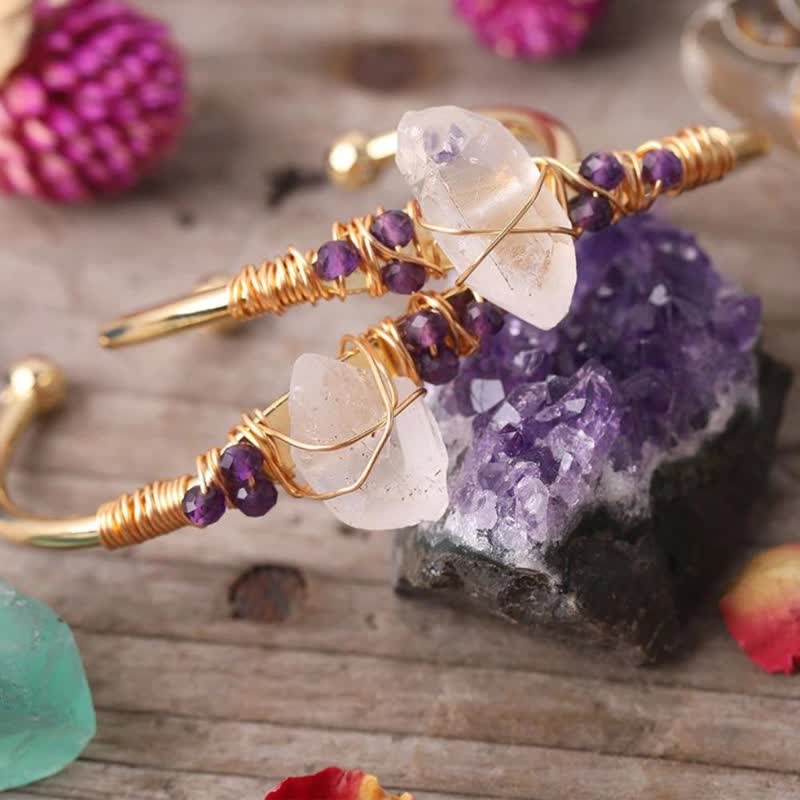 Bracelet en fil doré et cristal transparent Olivenorma