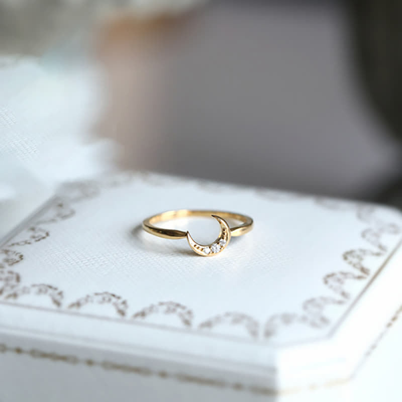 Bague en zircon lune et étoile