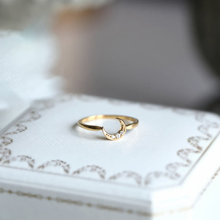 Bague en zircon lune et étoile