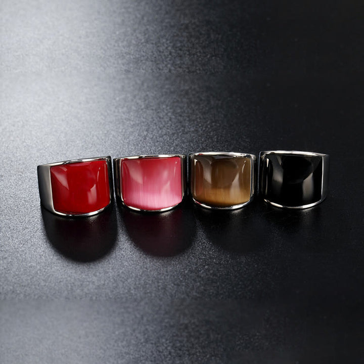 Bague en acier titane avec pierres précieuses naturelles Olivenorma