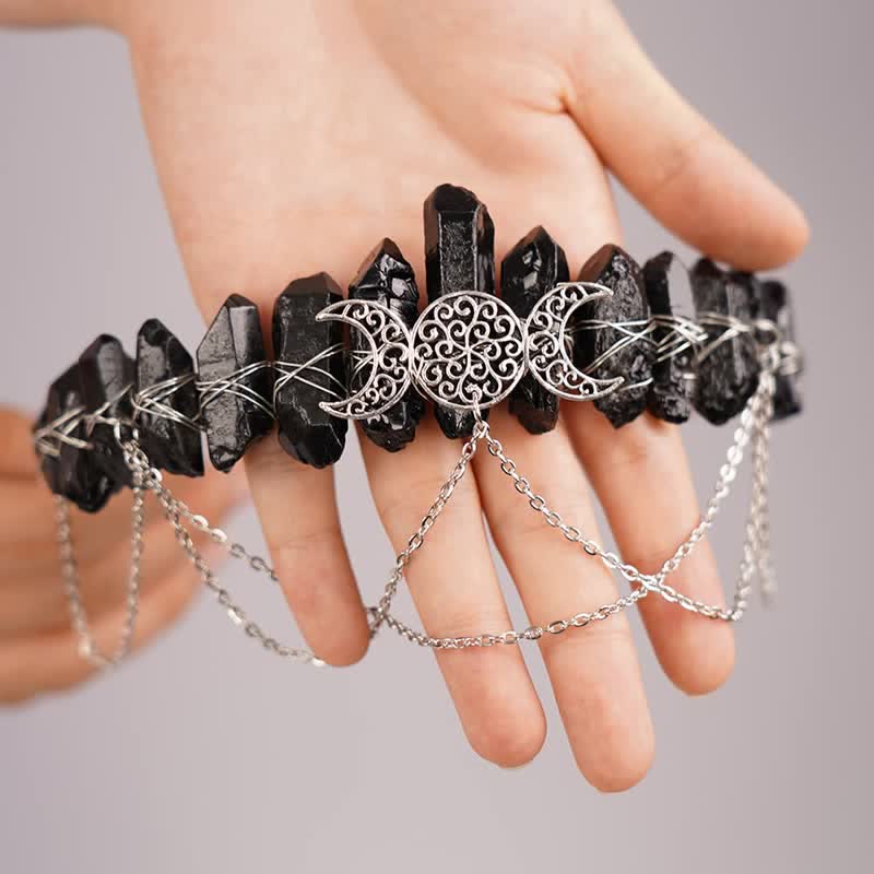 Couronne de cristal naturel de déesse de croissant de lune Olivenorma