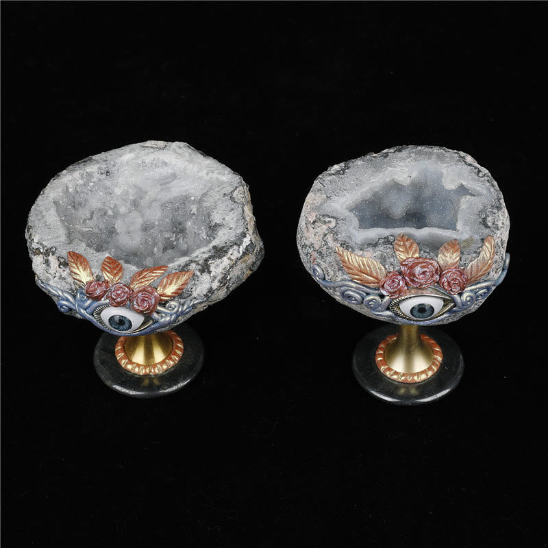 Géode de cristal naturel Olivenorma Décoration Saint Graal Mauvais œil