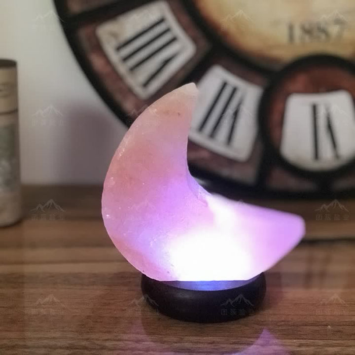 Lampe de sel rose de l'Himalaya en forme de croissant de lune Olivenorma